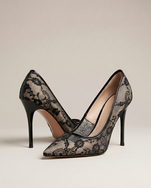 Lace Mesh 75mm Pointed Toe Pump