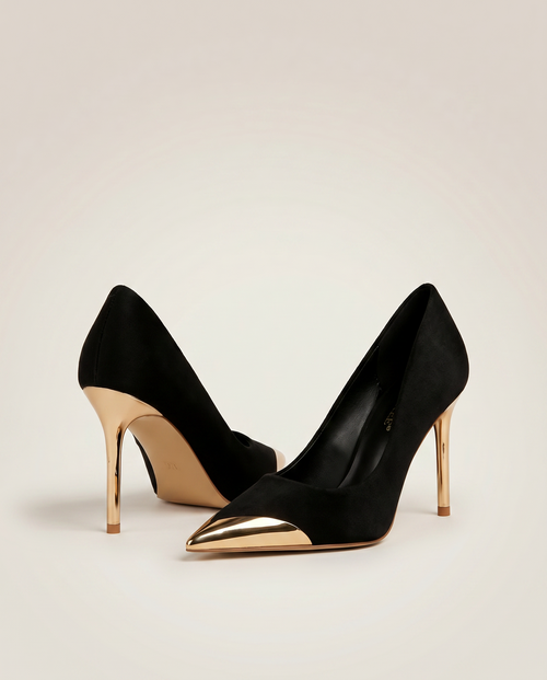 Metal Cap 75mm Pointed Toe Pump