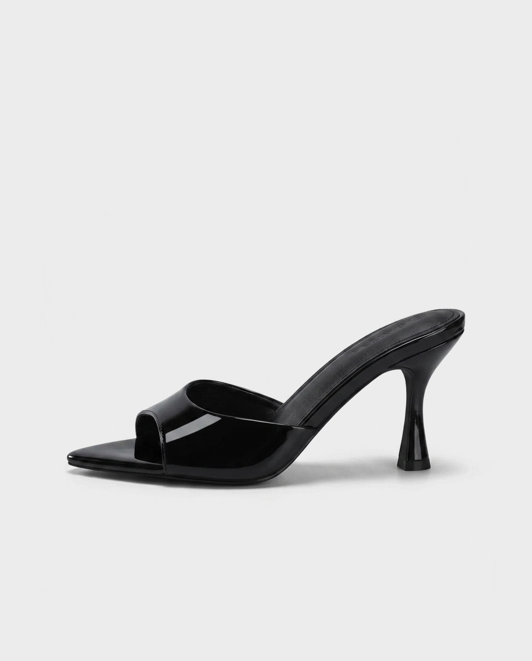 Patent Leather 3.2" Peep Toe Mule