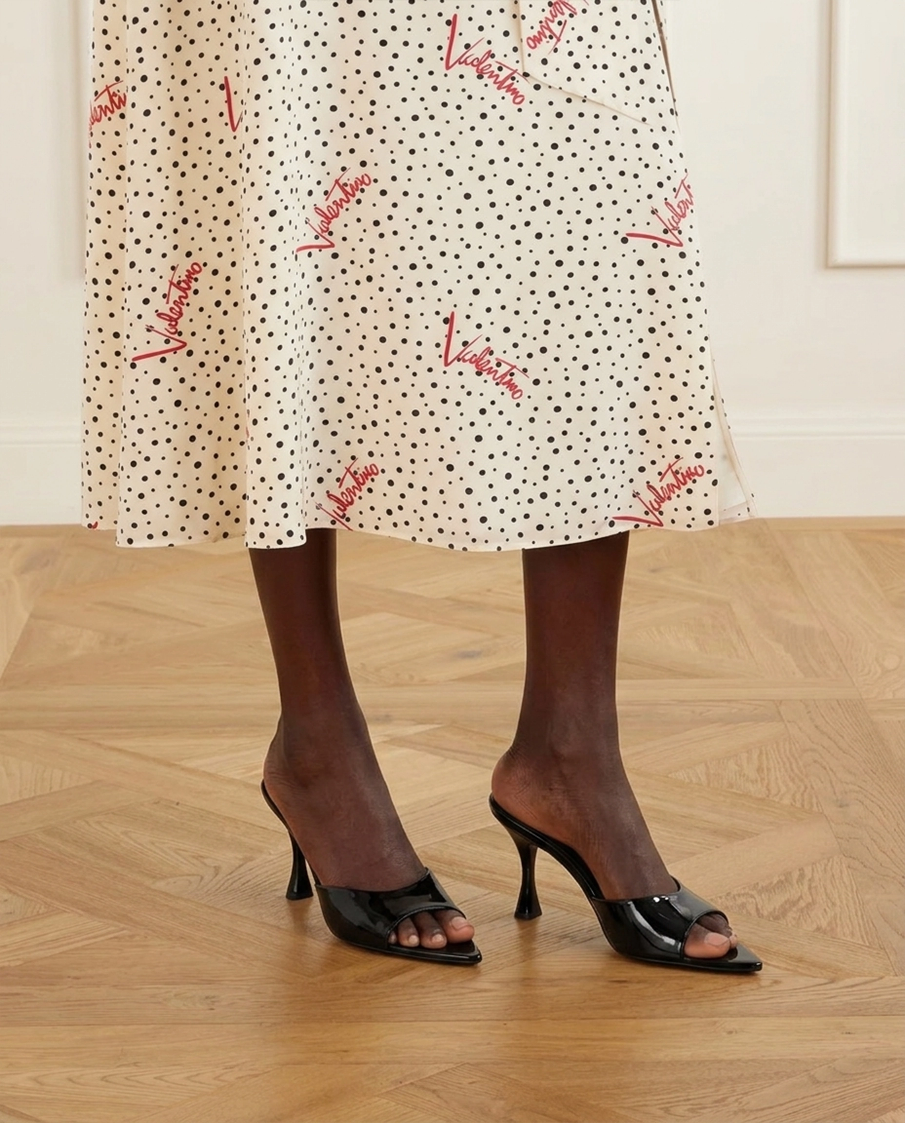 Patent Leather 3.2" Peep Toe Mule