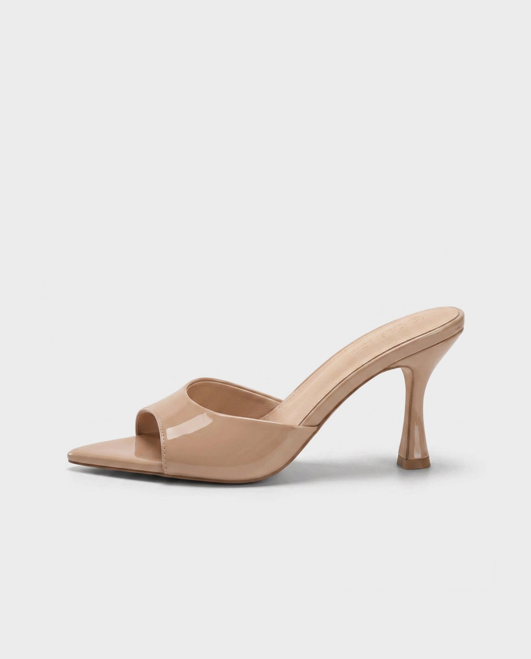 Patent Leather 3.2" Peep Toe Mule