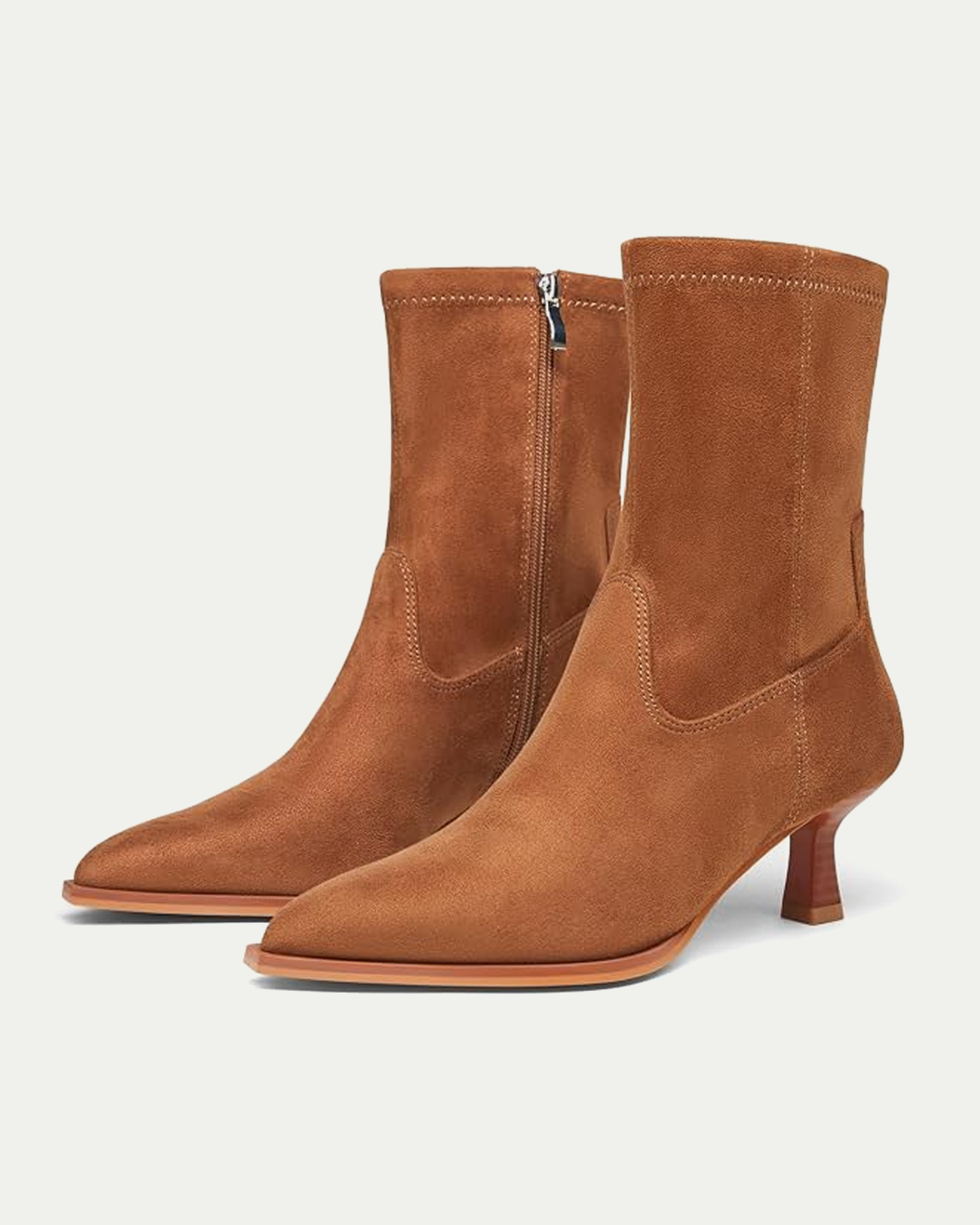Pointed Toe Ankle Boot Dark Brown Suede