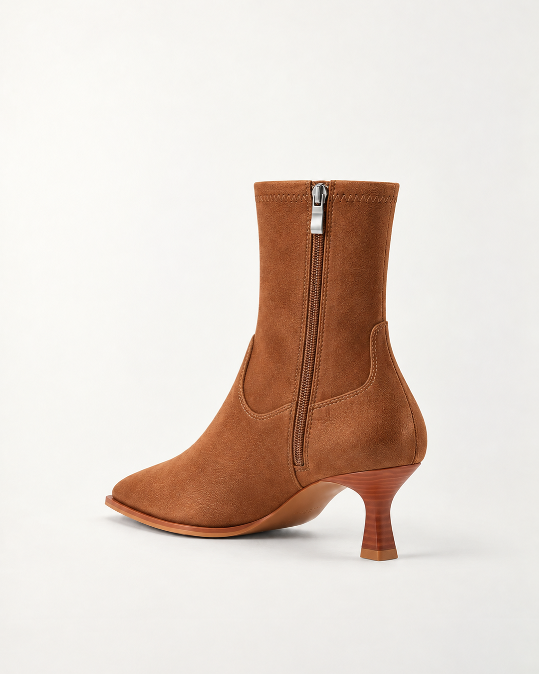 Pointed Toe Ankle Boot Dark Brown Suede