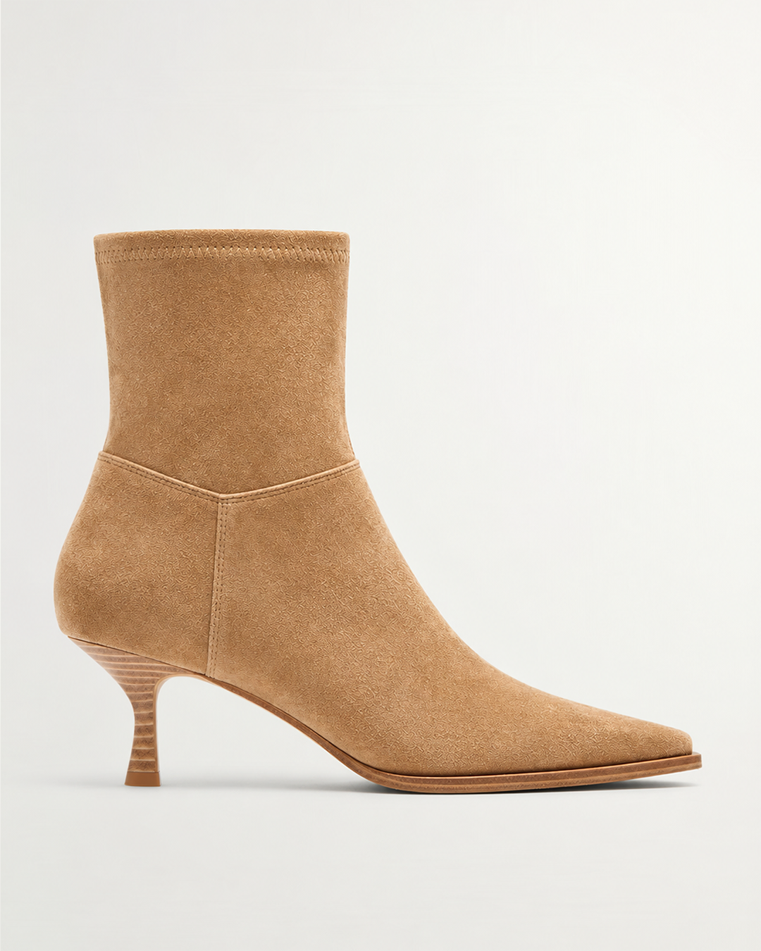 Pointed Toe Ankle Boot Tan Suede