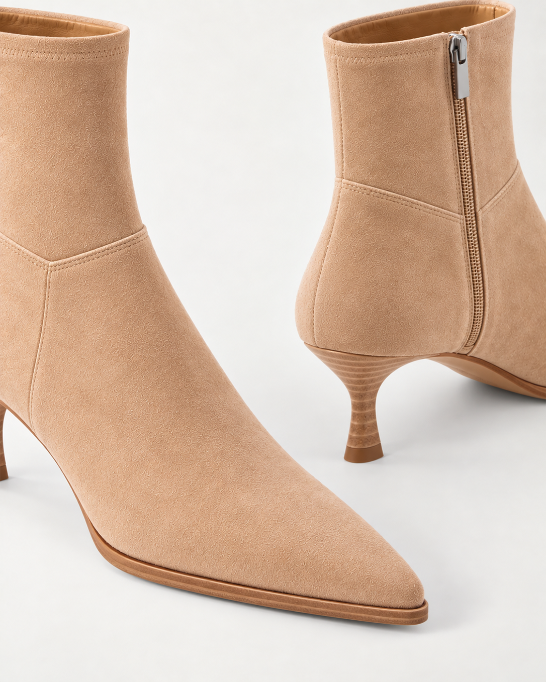 Pointed Toe Ankle Boot Tan Suede