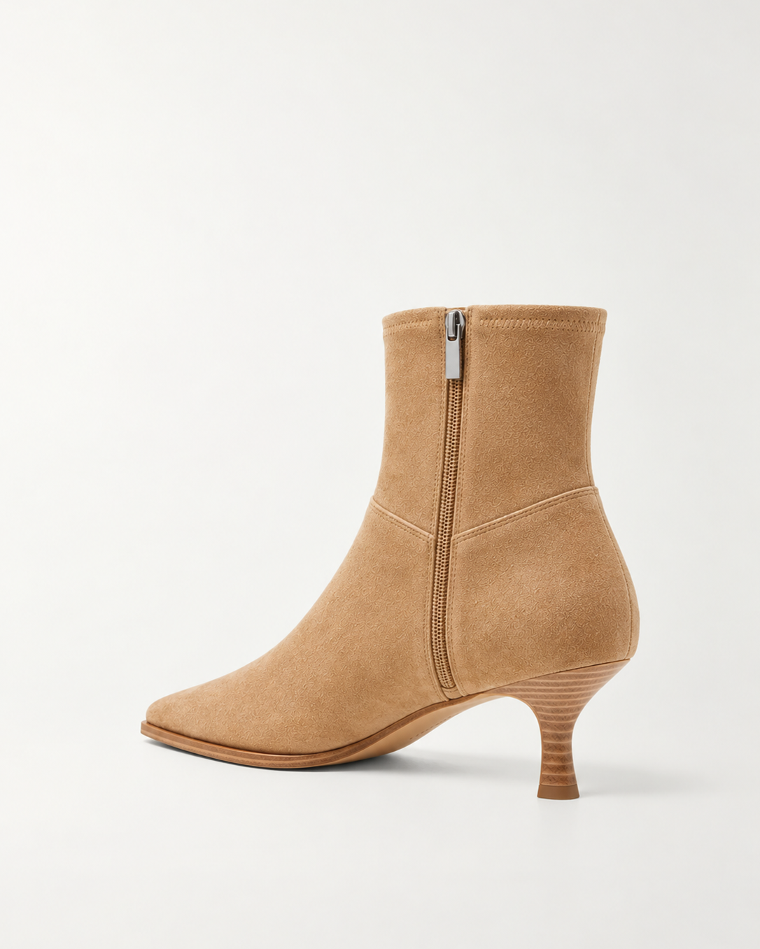 Pointed Toe Ankle Boot Tan Suede